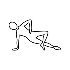 Silhouette woman stretching with support in one hand vector illustration