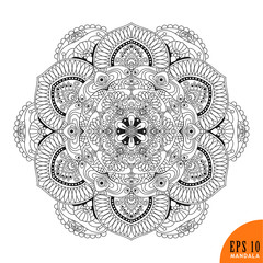 Hand drawn element. Black and white. Mandala. Vector illustration.