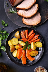 Roasted vegetables, top view