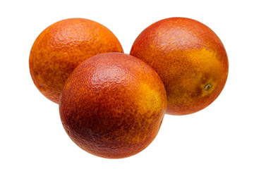 Sicilian red blood orange isolated on white background. Mandarin. clipping path.