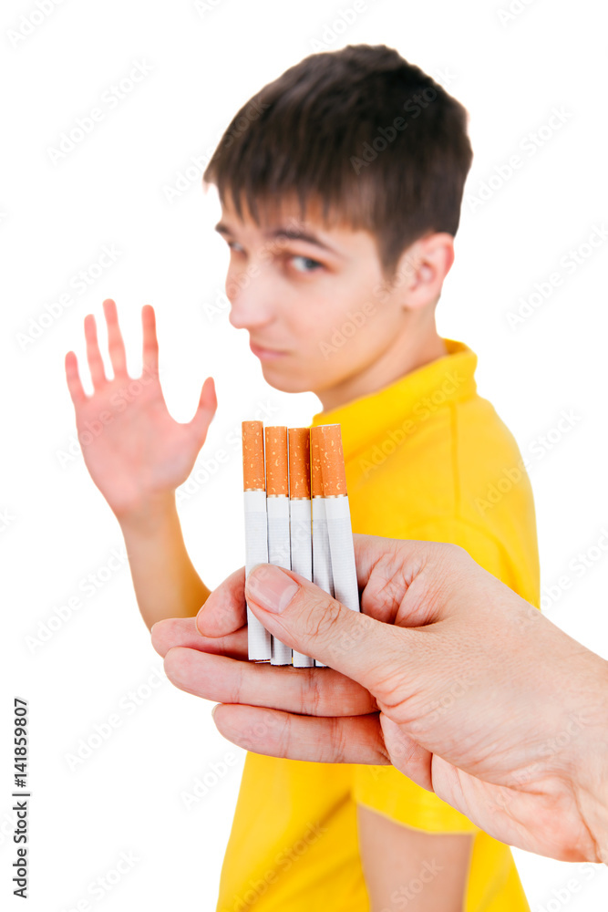 Sticker young man refuse a cigarettes