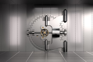 Closed Bank Vault Door. 3D illustration
