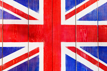 Wood texture of colorful painted boards, UK flag