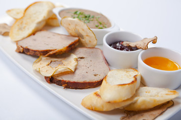 Pate. Liver. Assorted pate on the plate.