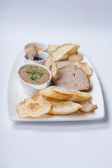 Pate. Liver. Assorted pate on the plate.