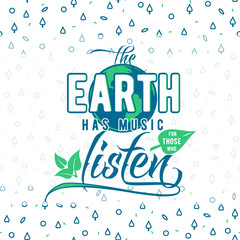 Vector illustration of Earth day greeting text card on seamless pattern