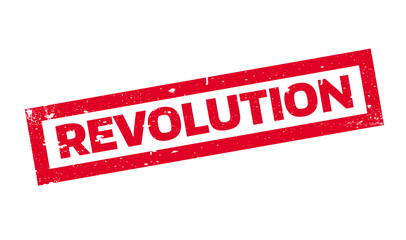 Revolution rubber stamp. Grunge design with dust scratches. Effects can be easily removed for a clean, crisp look. Color is easily changed.
