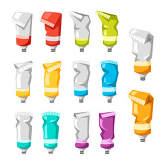 Set of colorful vector paint tubes