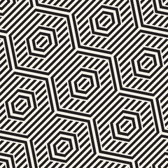 Vector Seamless Pattern. Repeating Lattice Abstract Background. Linear Grid From Striped Hexagonal Elements.