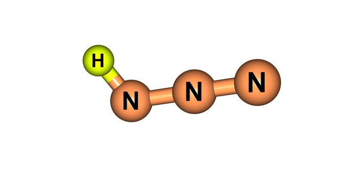 Hydrazoic acid molecular structure isolated on white