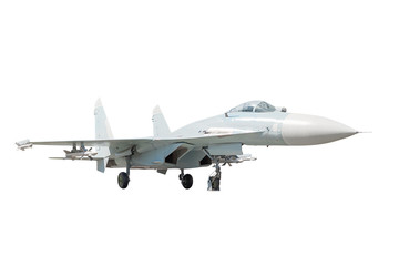 Isolated supermaneuverable fighter aircraft, back view