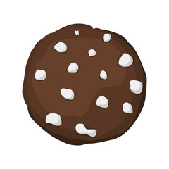 A chocolate chip cookie. Choco cookie icon. Vector illustration