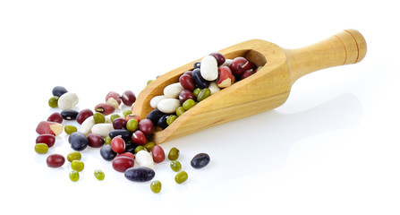 Five grains mix beans on white background