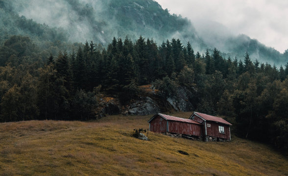 Old barn in mountains. Norway.