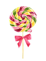 Bright watercolor lollipop