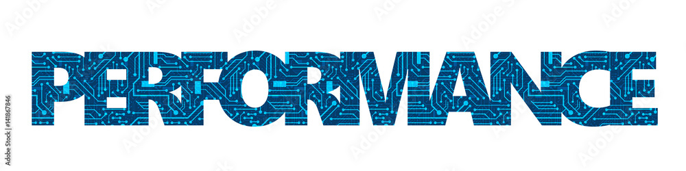 Poster performance typography banner with circuit board pattern