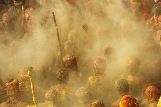 Mathura, Uttar Pradesh, India, Asia.  Holi festival of Colors.
