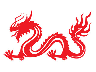 Red paper cut a China Dragon zodiac symbols vector design