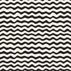 Wavy Ripple Hand Drawn Lines. Abstract Geometric Background Design. Vector Seamless Pattern.