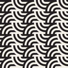 Fototapeta premium Seamless monochrome geometric pattern. Abstract geometric background. Stylish vector rounded lines print