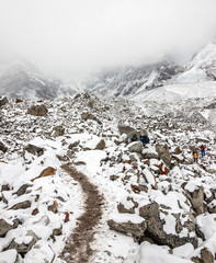 Trek to Everest Base Camp after night snow storm - Nepal, Himalaya © vadim_petrakov