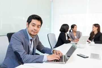 Business leader in office