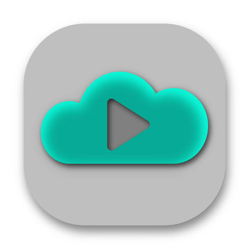 Play Button Music Cloud App Icon Logo Concept