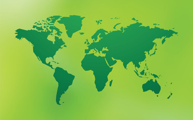 Fototapeta na wymiar green world map illustration on bokeh background