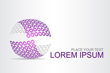 Logo stylized spherical surface with abstract shapes