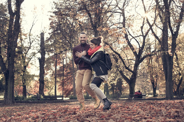 Loving couple in the park.