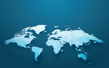 world map illustration blue ice style