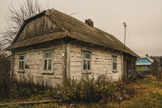 Old wooden house in ukrainian village