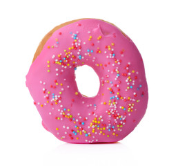 Donut with sprinkles isolated on white background