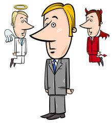 businessman with angel and devil