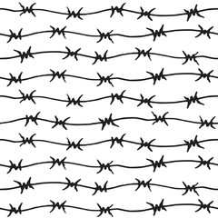 Barbed wire Hand drawn seamless pattern.