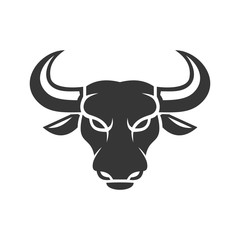 Bull Face Logo. Business Icon on a White Background. Vector