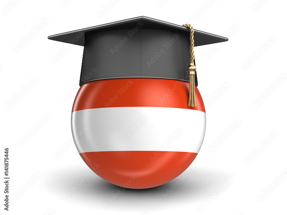 Poster graduation cap and austrian flag. image with clipping path