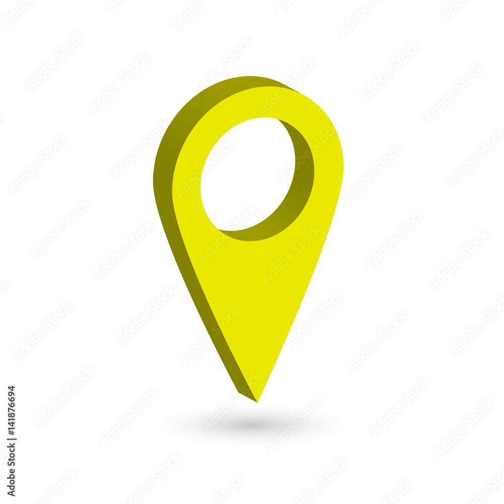 Aufkleber yellow 3d map pointer with dropped shadow on white background. eps10 vector illustration.