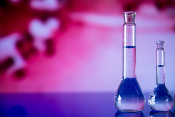 Lab theme. Science and medical background. Laboratory glassware.