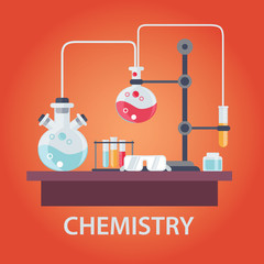 Education and science concept illustrations. Organic chemistry. Science of life and origin of species. Flat vector design banner