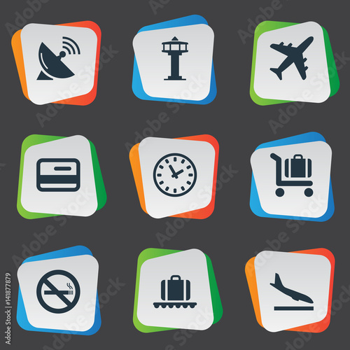 "Vector Illustration Set Of Simple Travel Icons. Elements Luggage