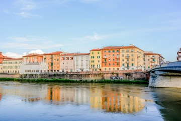 Fototapeta na wymiar panorama of the city of Pisa in Tuscany with the leaning tower and the square