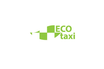 Vector eco taxi icon. Green logotype
