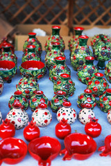 Armenian ancient style pottery clay cup in pomegranate shape the market Vernisazh