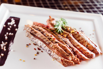 tasty steak with sauce