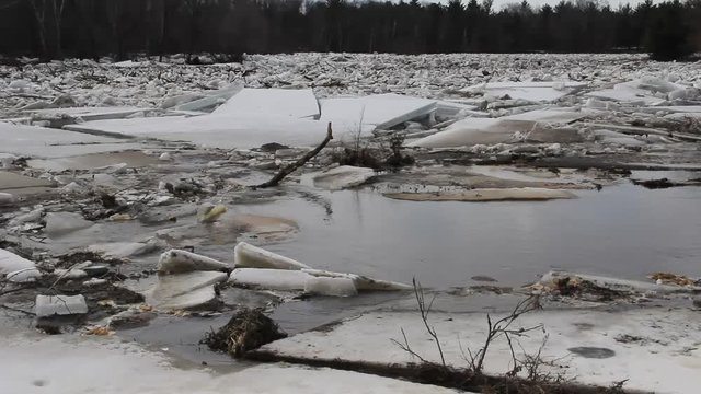 Ice blocking the flow of a river
