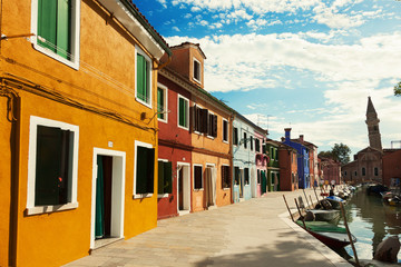 Fototapeta na wymiar Street on Burano Island, Venice, Italy