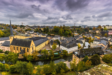 Fototapeta na wymiar Luxembourg City, Luxembourg - October 22, 2016: Neumunster Abbey in Luxembourg City