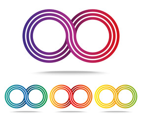 Set of colored Infinity signs isolated on white