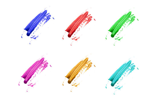 Colored brush strokes on a white background